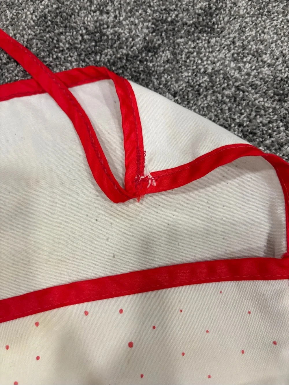 Vintage Christmas Raccoon Apron - Red Trim with graphic and pockets-tie waist
